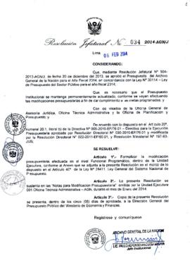 Resolución Jefatural N° 034-2014-AGN/J