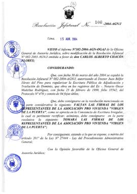 Resolución Jefatural N° 106-2004-AGN/J