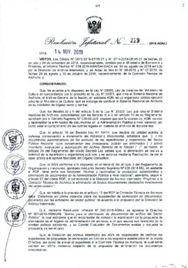 Resolución Jefatural N° 229-2019-AGN/J