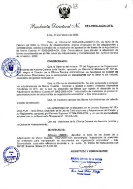 Resolución Directoral N° 013-2006-AGN/OTA