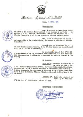 Resolución Jefatural N° 013-1994/AGN/J
