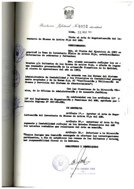 Resolución Jefatural N° 052-1984/AGN/J