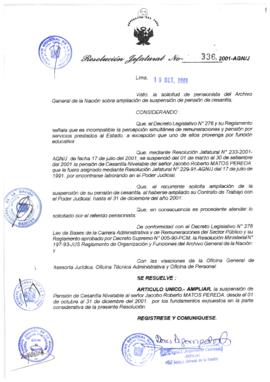 Resolución Jefatural N° 336-2001/AGN/J