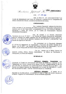 Resolución Jefatural N° 194-2005-AGN/J