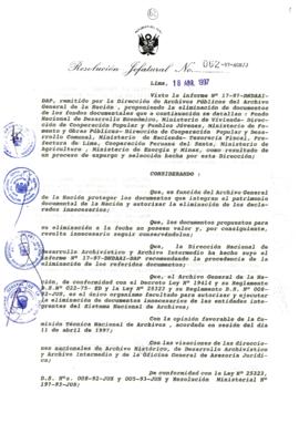 Resolución Jefatural N° 062-1997/AGN/J