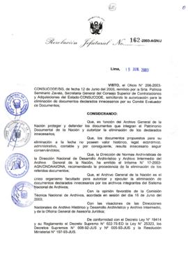 Resolución Jefatural N° 162-2003-AGN/J