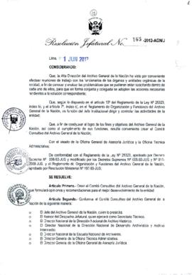Resolución Jefatural N° 165-2012-AGN/J