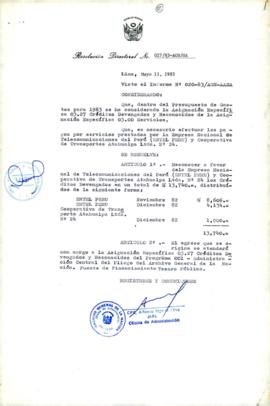 Resolución Directoral N° 027/83-AGN/OA