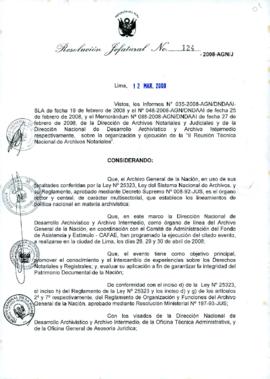 Resolución Jefatural N° 124-2008-AGN/J