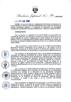 Resolución Jefatural N° 110-2018-AGN/J