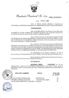 Resolución Directoral N° 036-2007-AGN/OTA