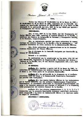 Resolución Jefatural N° 010-1986/AGN/J