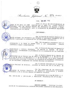 Resolución Jefatural N° 071-1998/AGN/J