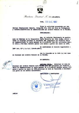 Resolución Directoral N° 83-87-AGN-OA