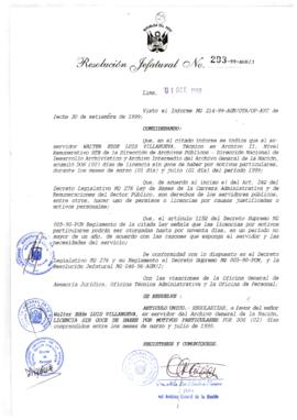 Resolución Jefatural N° 293-1999/AGN/J
