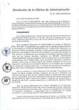 Resolución de la Oficina de Administración N° 042-2020-AGN/SG-OA