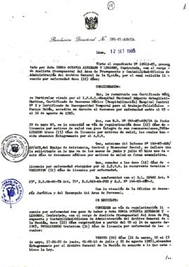 Resolución Directoral N° 86-85-AGN/OA