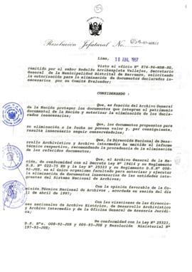 Resolución Jefatural N° 054-1997/AGN/J