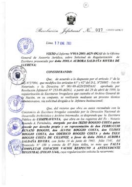 Resolución Jefatural N° 017-2003-AGN/J