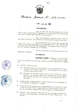 Resolución Jefatural N° 123-1992/AGN/J
