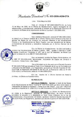 Resolución Directoral N° 033-2006-AGN/OTA