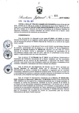 Resolución Jefatural N° 031-2017-AGN/J
