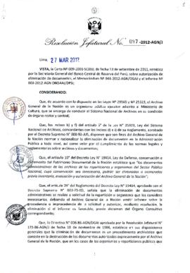 Resolución Jefatural N° 097-2012-AGN/J