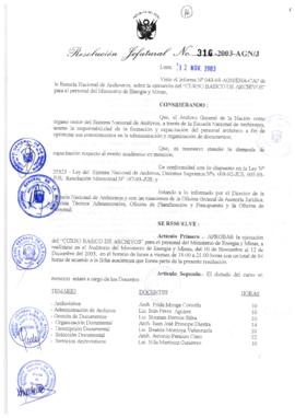 Resolución Jefatural N° 316-2003-AGN/J