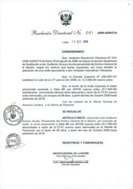 Resolución Directoral N° 021-2008-AGN/OTA