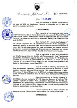 Resolución Jefatural N° 113-2006-AGN/J