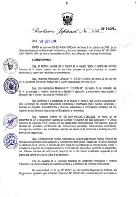 Resolución Jefatural N° 355-2014-AGN/J
