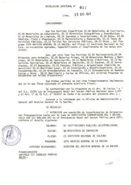 Resolución Jefatural N° 007-1977/AGN/J