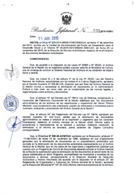 Resolución Jefatural N° 091-2015-AGN/J