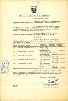 Resolución Directoral N° 55-84-AGN/OA