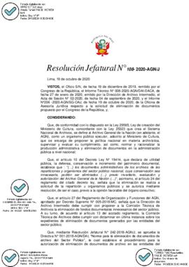 Resolución Jefatural N° 108-2020-AGN/J