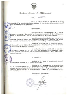 Resolución Jefatural N° 133-1984/AGN/J
