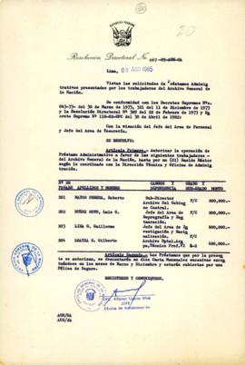 Resolución Directoral N° 67-85-AGN/OA