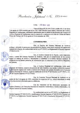 Resolución Jefatural N° 215-1999/AGN/J
