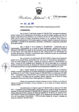 Resolución Jefatural N° 154-2015-AGN/J