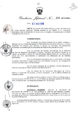Resolución Jefatural N° 119-2010-AGN/J