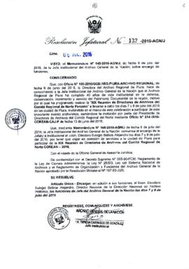 Resolución Jefatural N° 132-2016-AGN/J