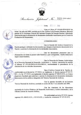 Resolución Jefatural N° 333-2000/AGN/J