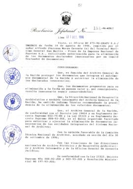 Resolución Jefatural N° 151-1996/AGN/J