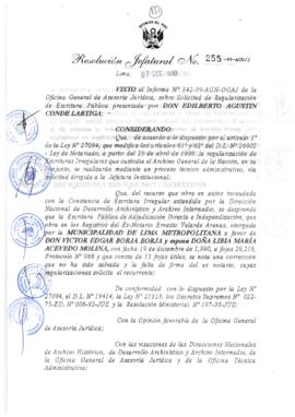 Resolución Jefatural N° 255-1999/AGN/J