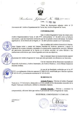 Resolución Jefatural N° 055-2000/AGN/J