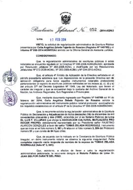 Resolución Jefatural N° 052-2014-AGN/J