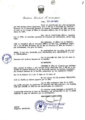 Resolución Directoral N° 27-87-AGN-OA