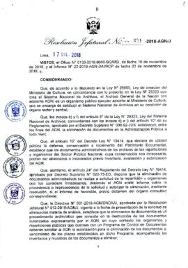 Resolución Jefatural N° 331-2018-AGN/J