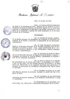 Resolución Jefatural N° 070-1994/AGN/J