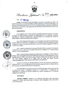 Resolución Jefatural N° 039-2016-AGN/J